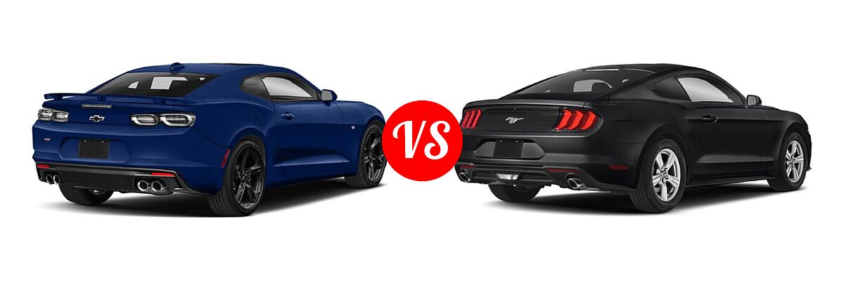 2021 Chevrolet Camaro Coupe 1SS / 2SS vs. 2021 Ford Mustang Coupe EcoBoost / EcoBoost Premium / GT / GT Premium - Rear Right Comparison