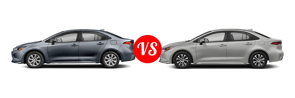 2021 Toyota Corolla Sedan L / LE vs. 2021 Toyota Corolla Sedan Hybrid Hybrid LE - Side Comparison