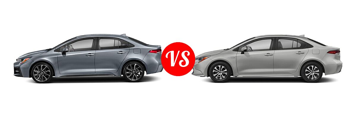 2021 Toyota Corolla Sedan SE / XSE vs. 2021 Toyota Corolla Sedan Hybrid Hybrid LE - Side Comparison