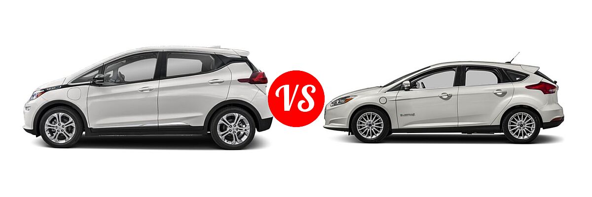 2021 Chevrolet Bolt EV Hatchback Electric LT vs. 2018 Ford Focus Hatchback Electric Electric - Side Comparison