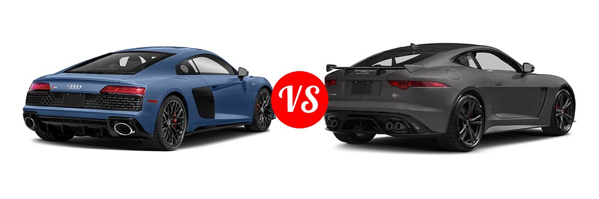 2021 Audi R8 Coupe V10 / V10 performance vs. 2018 Jaguar F-TYPE SVR Coupe SVR - Rear Right Comparison