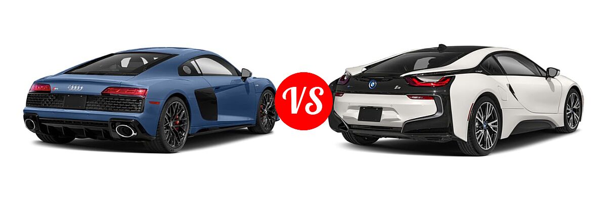 2021 Audi R8 Coupe V10 / V10 performance vs. 2019 BMW i8 Coupe PHEV Coupe - Rear Right Comparison