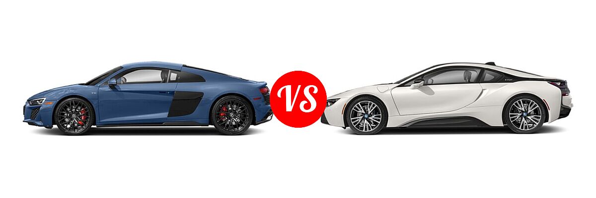 2021 Audi R8 Coupe V10 / V10 performance vs. 2019 BMW i8 Coupe PHEV Coupe - Side Comparison