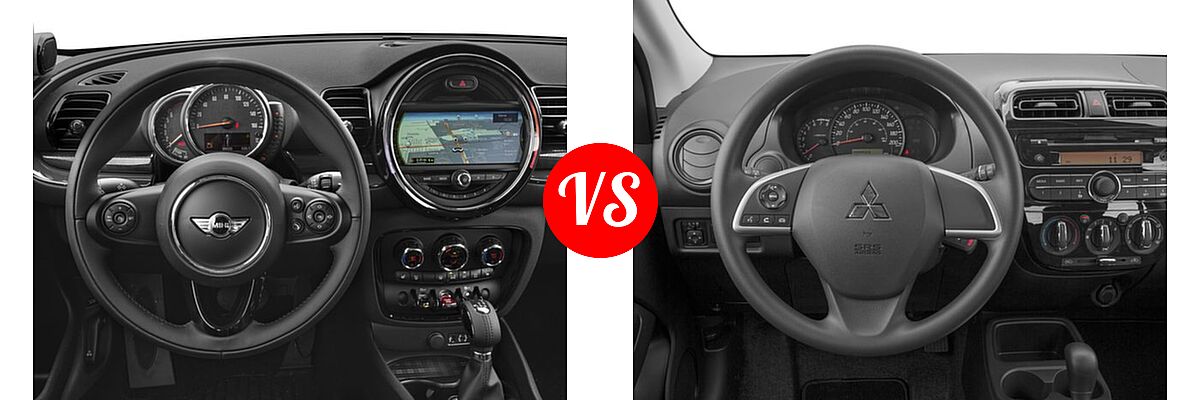 2017 MINI Clubman Hatchback Cooper vs. 2017 Mitsubishi Mirage Hatchback ES / GT / SE - Dashboard Comparison