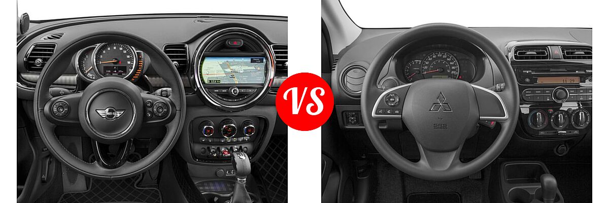 2017 MINI Clubman Hatchback Cooper S vs. 2017 Mitsubishi Mirage Hatchback ES / GT / SE - Dashboard Comparison