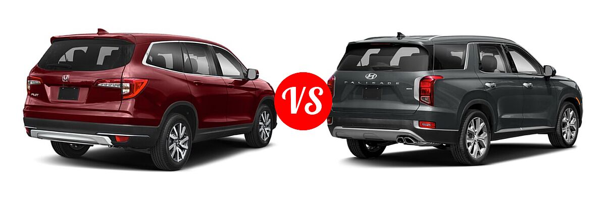 2021 Honda Pilot SUV EX vs. 2021 Hyundai Palisade SUV Calligraphy - Rear Right Comparison