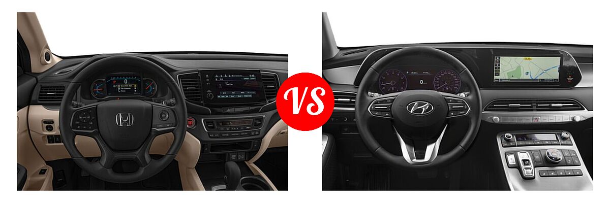 2021 Honda Pilot SUV EX vs. 2021 Hyundai Palisade SUV Calligraphy / SE / SEL - Dashboard Comparison