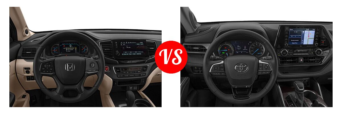 2021 Honda Pilot SUV EX vs. 2021 Toyota Highlander Hybrid SUV Hybrid Hybrid Limited - Dashboard Comparison