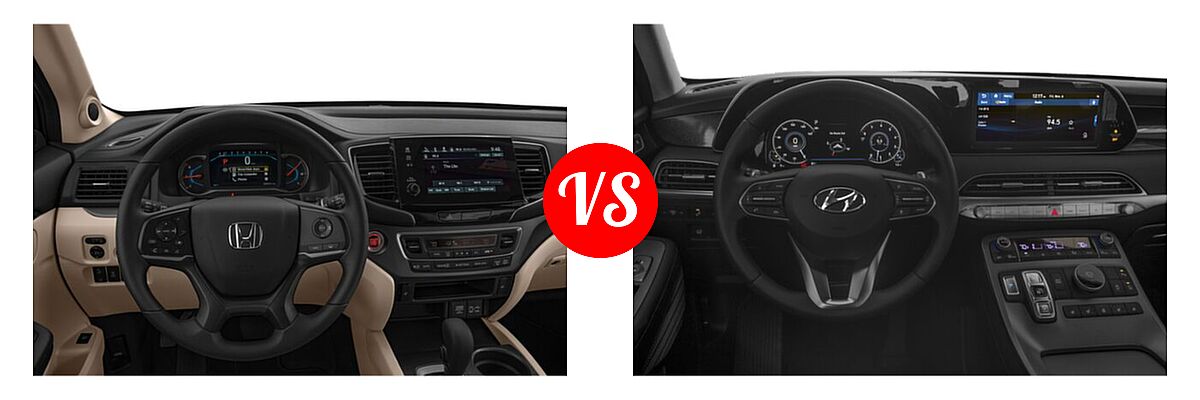 2021 Honda Pilot SUV EX vs. 2021 Hyundai Palisade SUV Limited - Dashboard Comparison