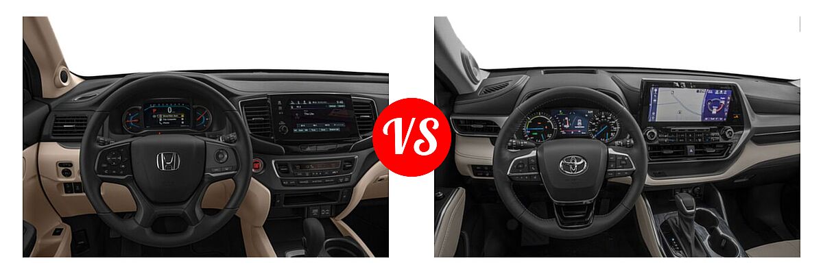 2021 Honda Pilot SUV EX vs. 2021 Toyota Highlander Hybrid SUV Hybrid Hybrid Platinum - Dashboard Comparison
