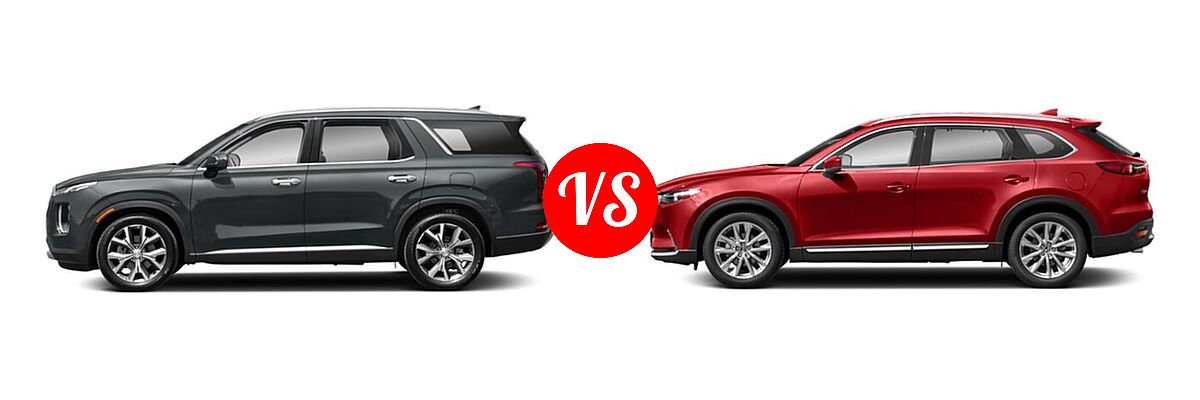 2021 Hyundai Palisade SUV Calligraphy / SE / SEL vs. 2021 Mazda CX-9 SUV Grand Touring - Side Comparison