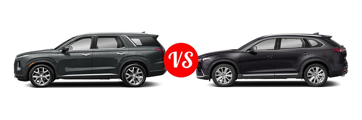2021 Hyundai Palisade SUV Calligraphy / SE / SEL vs. 2021 Mazda CX-9 SUV Signature - Side Comparison