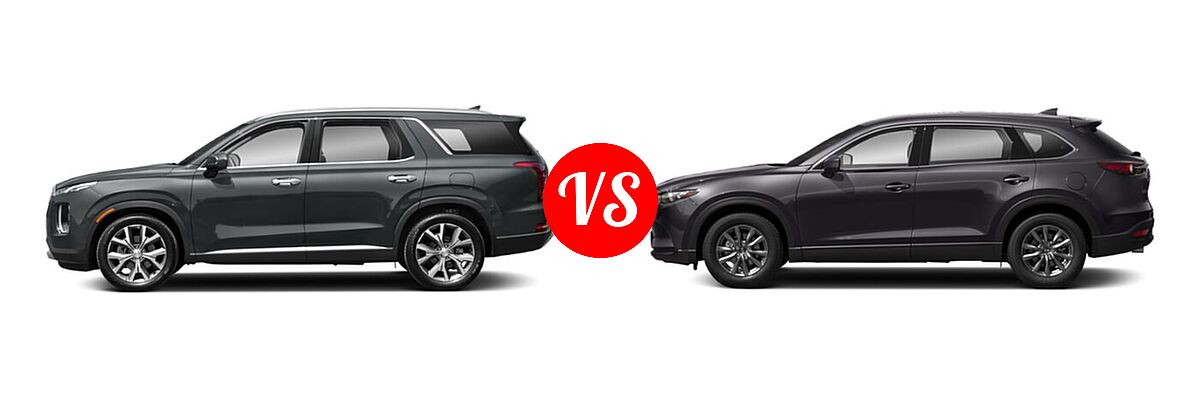2021 Hyundai Palisade SUV Calligraphy / SE / SEL vs. 2021 Mazda CX-9 SUV Touring - Side Comparison