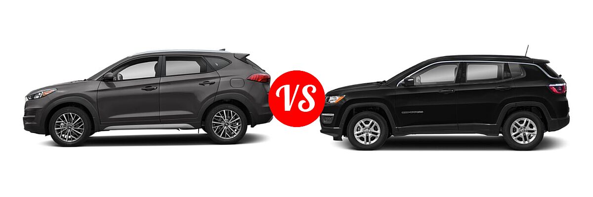 2021 Hyundai Tucson SUV SEL vs. 2021 Jeep Compass SUV 80th Anniversary / Altitude / Latitude / Limited / Sport - Side Comparison