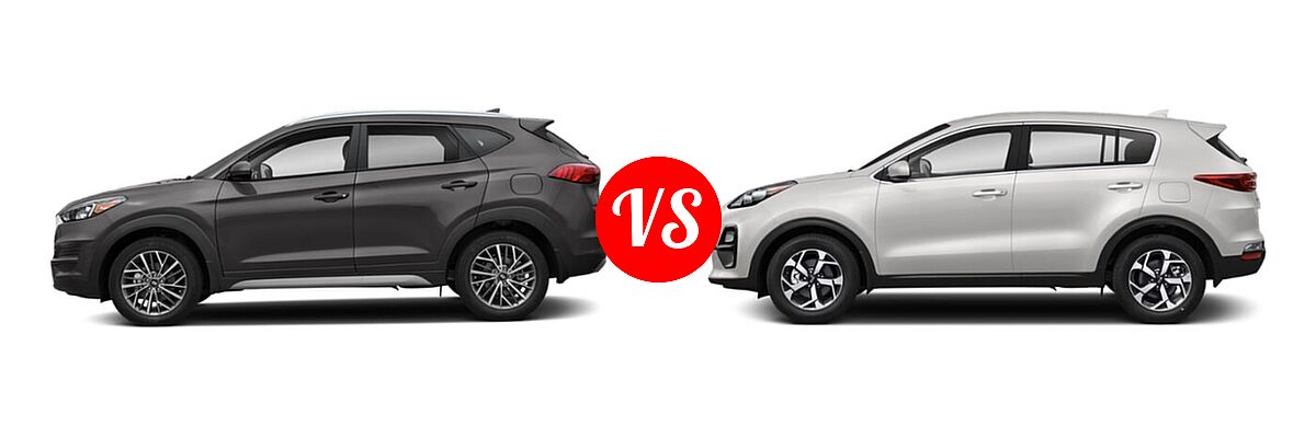 2021 Hyundai Tucson SUV SEL vs. 2021 Kia Sportage SUV EX / LX / S / SX Turbo - Side Comparison