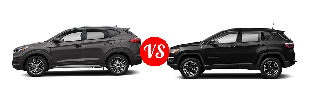 2021 Hyundai Tucson SUV SEL vs. 2021 Jeep Compass SUV Trailhawk - Side Comparison