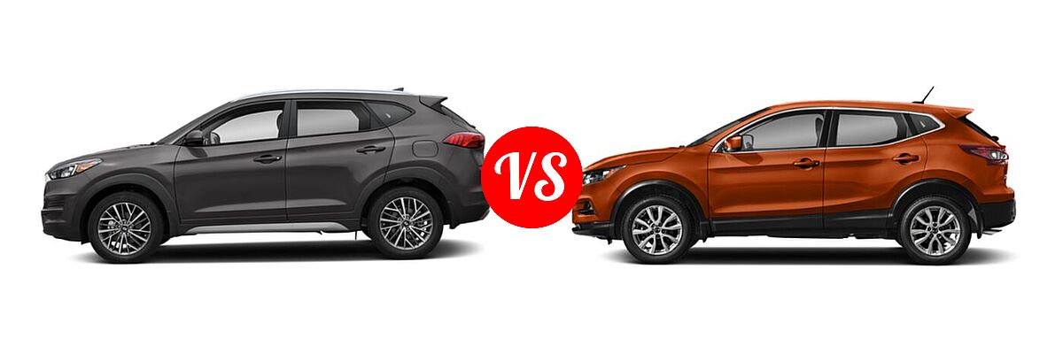 2021 Hyundai Tucson SUV SEL vs. 2021 Nissan Rogue Sport SUV S / SV - Side Comparison