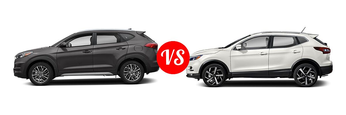 2021 Hyundai Tucson SUV SEL vs. 2021 Nissan Rogue Sport SUV SL - Side Comparison