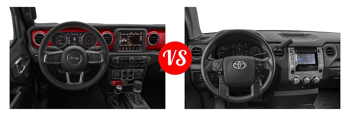 2021 Jeep Gladiator Pickup Rubicon vs. 2021 Toyota Tundra 2WD Pickup SR / SR5 - Dashboard Comparison