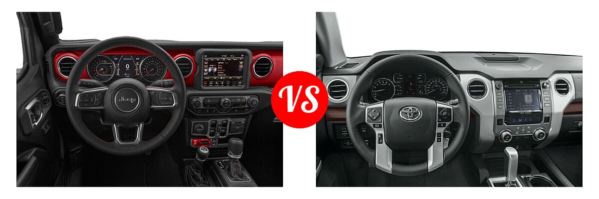 2021 Jeep Gladiator Pickup Rubicon vs. 2021 Toyota Tundra 2WD Pickup SR5 - Dashboard Comparison