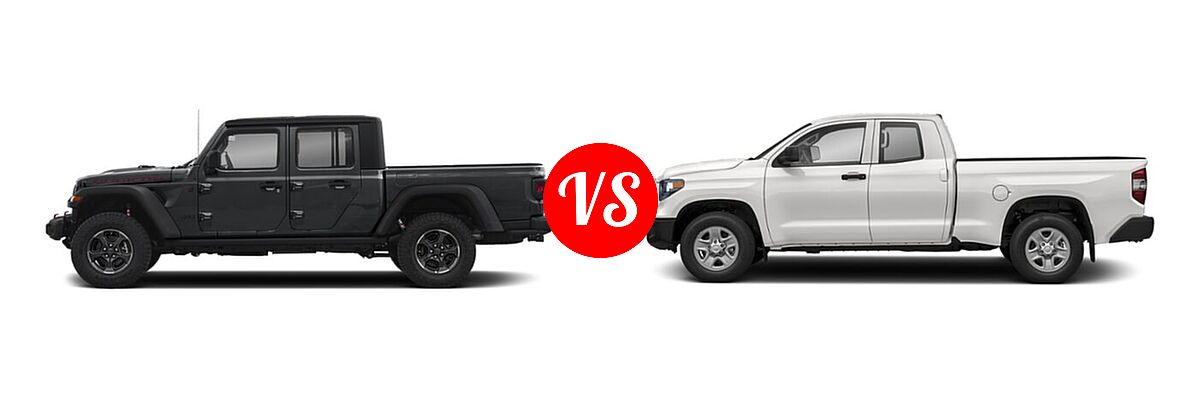 2021 Jeep Gladiator Pickup Rubicon vs. 2021 Toyota Tundra 2WD Pickup SR / SR5 - Side Comparison