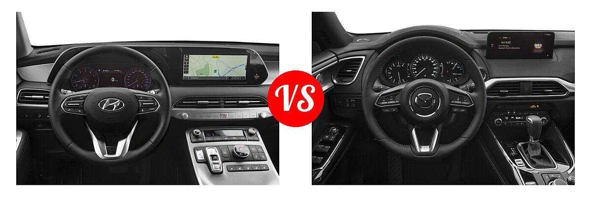2021 Hyundai Palisade SUV Calligraphy / SE / SEL vs. 2021 Mazda CX-9 SUV Grand Touring - Dashboard Comparison