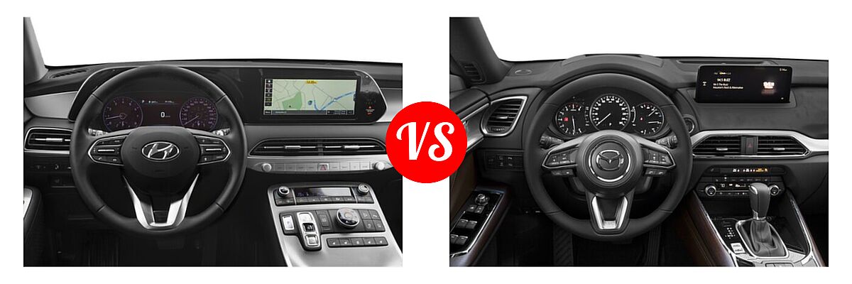 2021 Hyundai Palisade SUV Calligraphy / SE / SEL vs. 2021 Mazda CX-9 SUV Signature - Dashboard Comparison