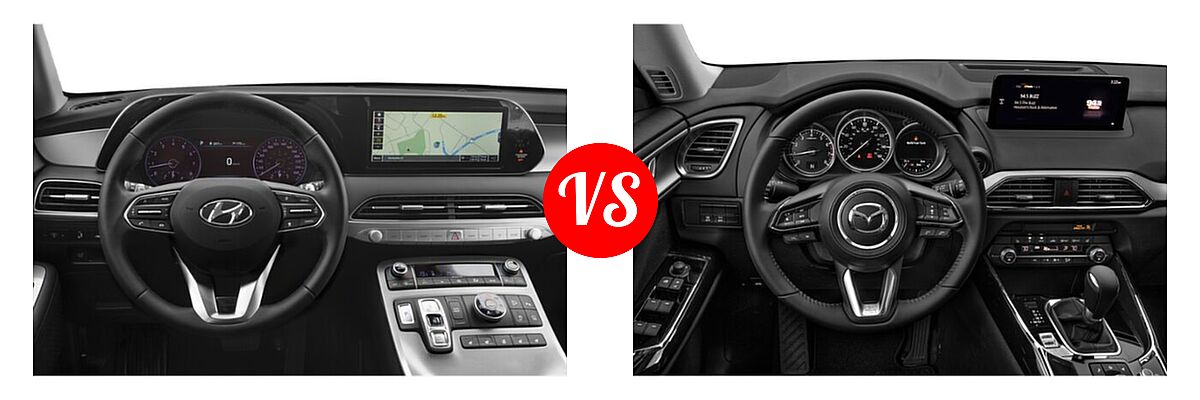 2021 Hyundai Palisade SUV Calligraphy / SE / SEL vs. 2021 Mazda CX-9 SUV Sport - Dashboard Comparison