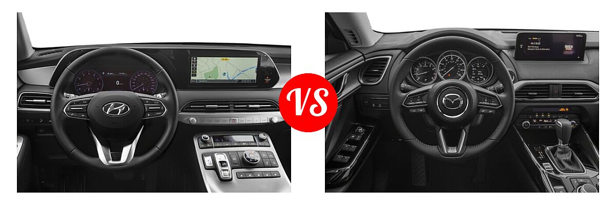 2021 Hyundai Palisade SUV Calligraphy / SE / SEL vs. 2021 Mazda CX-9 SUV Touring - Dashboard Comparison