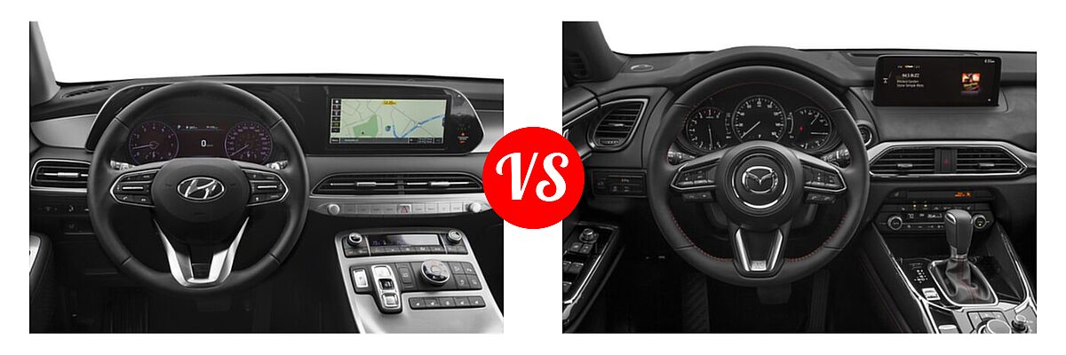 2021 Hyundai Palisade SUV Calligraphy / SE / SEL vs. 2021 Mazda CX-9 SUV Carbon Edition - Dashboard Comparison
