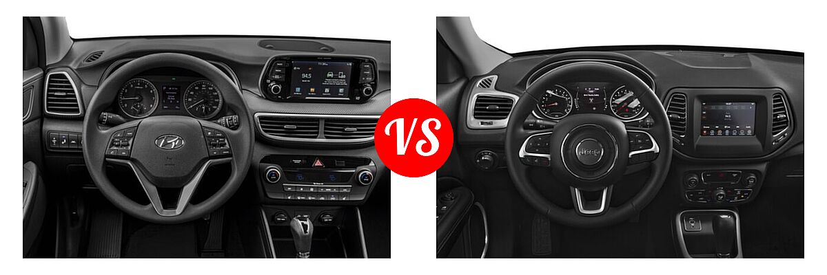 2021 Hyundai Tucson SUV SEL vs. 2021 Jeep Compass SUV 80th Anniversary / Altitude / Latitude / Limited / Sport - Dashboard Comparison