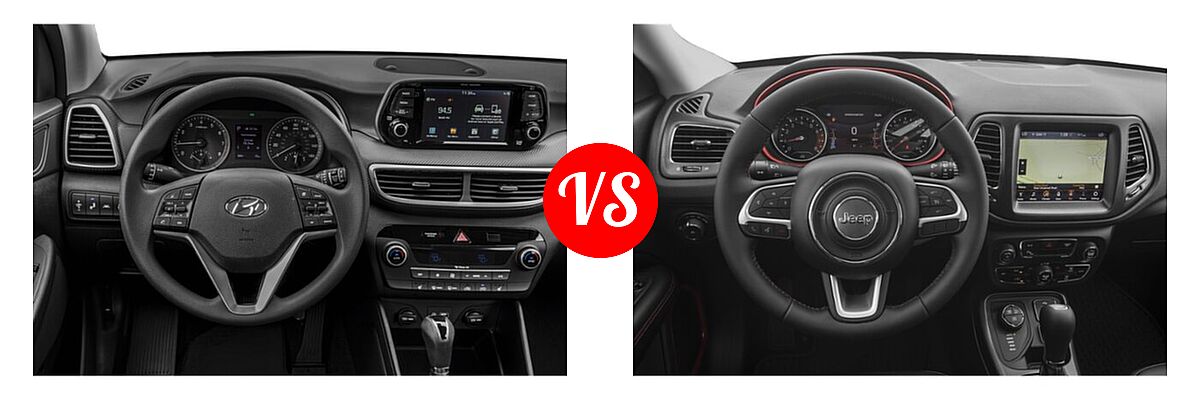 2021 Hyundai Tucson SUV SEL vs. 2021 Jeep Compass SUV Trailhawk - Dashboard Comparison