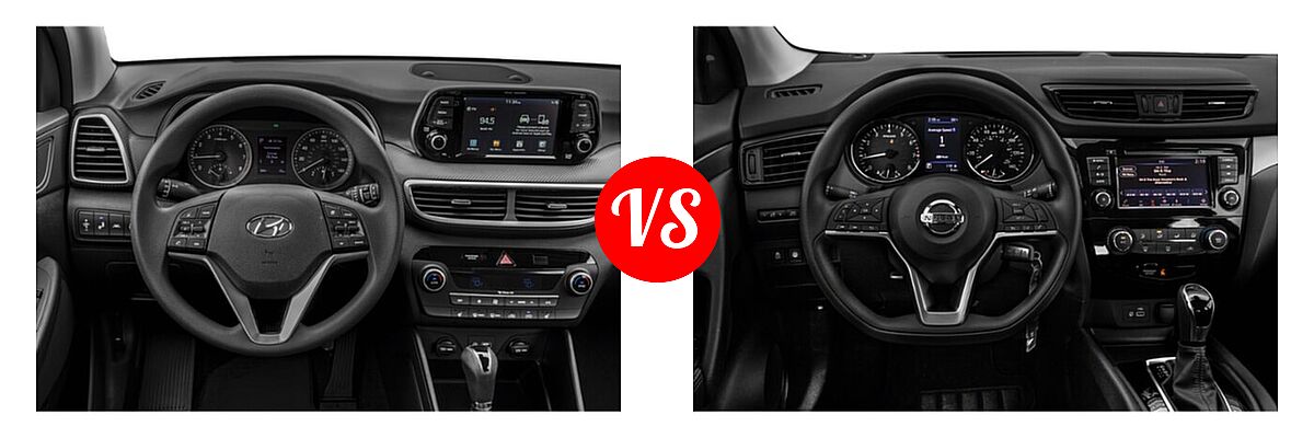 2021 Hyundai Tucson SUV SEL vs. 2021 Nissan Rogue Sport SUV S / SV - Dashboard Comparison