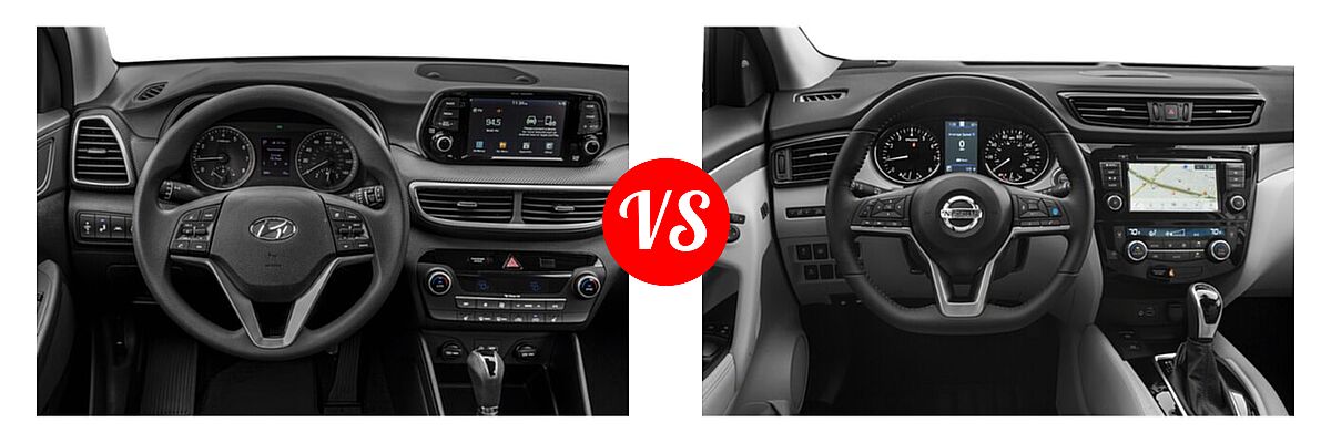 2021 Hyundai Tucson SUV SEL vs. 2021 Nissan Rogue Sport SUV SL - Dashboard Comparison