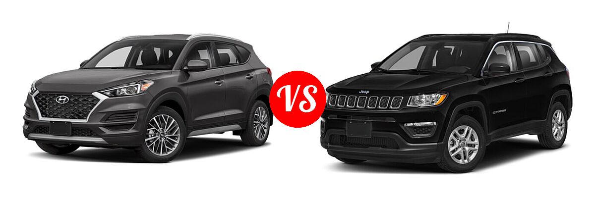 2021 Hyundai Tucson SUV SEL vs. 2021 Jeep Compass SUV Freedom - Front Left Comparison