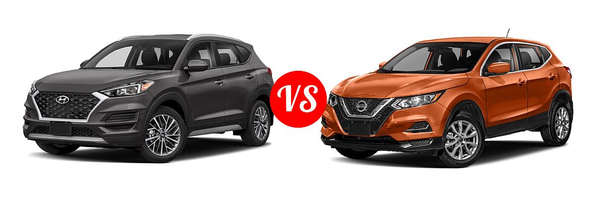 2021 Hyundai Tucson SUV SEL vs. 2021 Nissan Rogue Sport SUV S / SV - Front Left Comparison