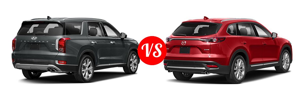2021 Hyundai Palisade SUV Calligraphy / SE / SEL vs. 2021 Mazda CX-9 SUV Grand Touring - Rear Right Comparison