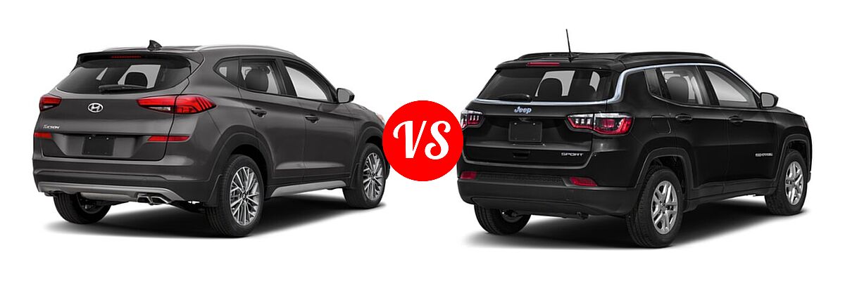 2021 Hyundai Tucson SUV SEL vs. 2021 Jeep Compass SUV Freedom - Rear Right Comparison