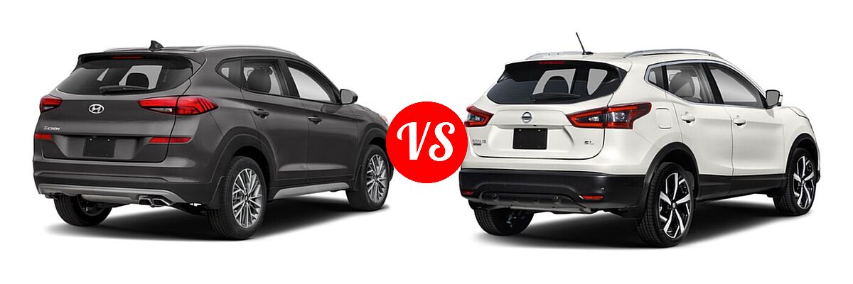 2021 Hyundai Tucson SUV SEL vs. 2021 Nissan Rogue Sport SUV SL - Rear Right Comparison
