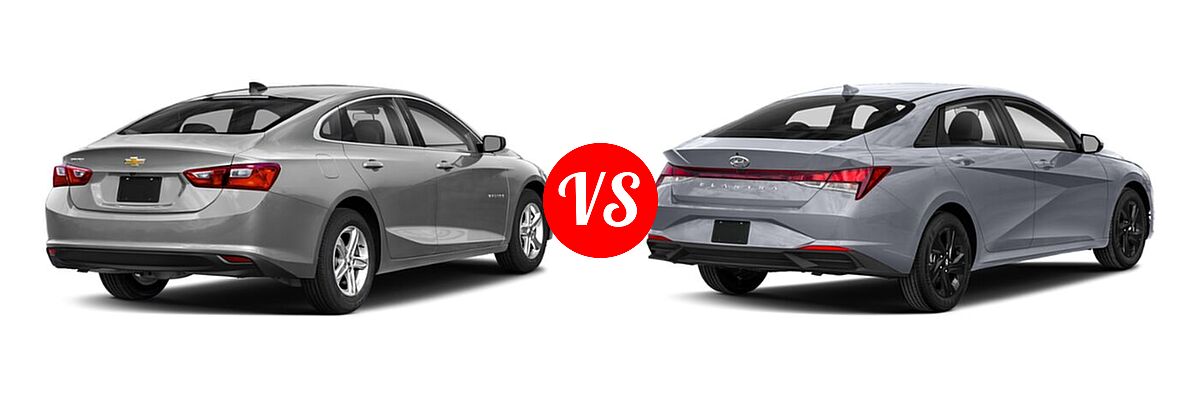 2021 Chevrolet Malibu Sedan LS vs. 2021 Hyundai Elantra Sedan SEL - Rear Right Comparison