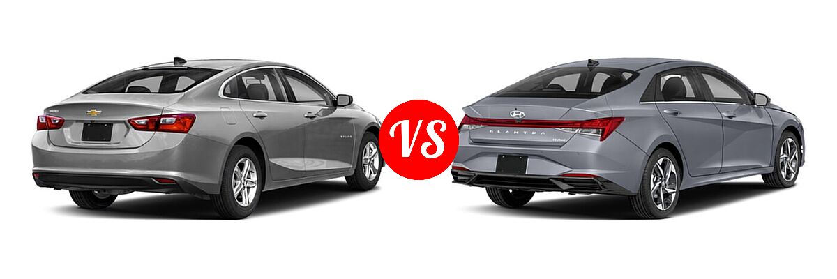 2021 Chevrolet Malibu Sedan LS vs. 2021 Hyundai Elantra Sedan Limited / N Line / SE - Rear Right Comparison
