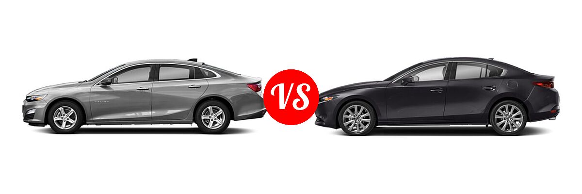 2021 Chevrolet Malibu Sedan LS vs. 2021 Mazda 2 Sedan Preferred - Side Comparison