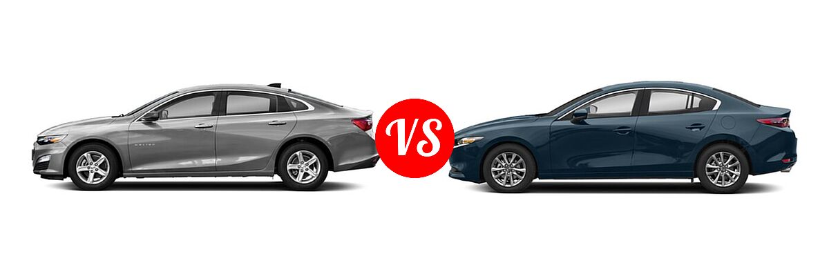 2021 Chevrolet Malibu Sedan LS vs. 2021 Mazda 2 Sedan 2.5 S - Side Comparison