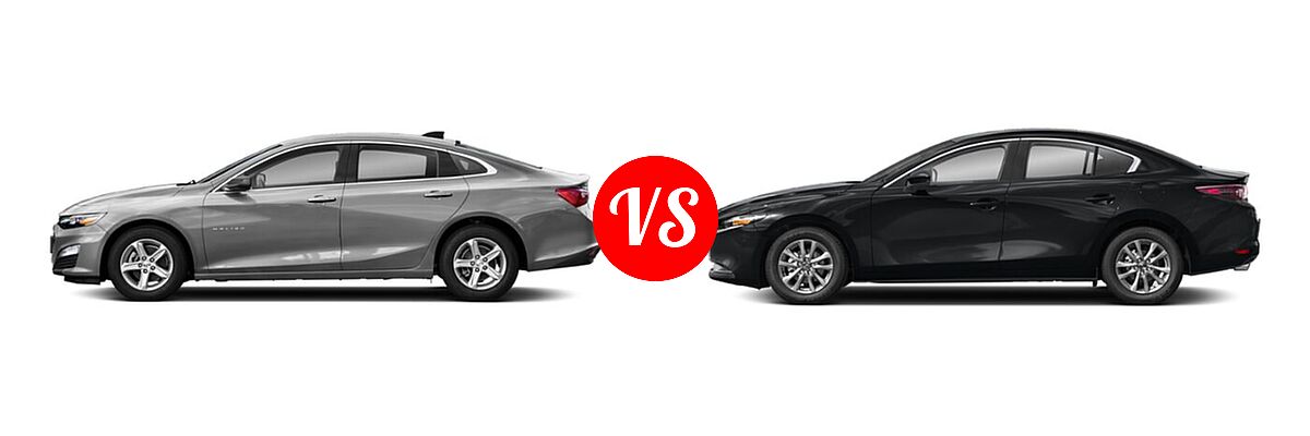 2021 Chevrolet Malibu Sedan LS vs. 2021 Mazda 2 Sedan 2.0 - Side Comparison