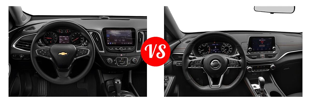 2021 Chevrolet Malibu Sedan LS vs. 2021 Nissan Altima Sedan 2.0 SR / 2.5 SR - Dashboard Comparison