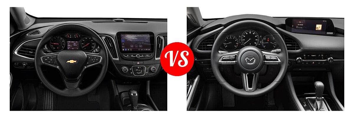 2021 Chevrolet Malibu Sedan LS vs. 2021 Mazda 2 Sedan Premium - Dashboard Comparison