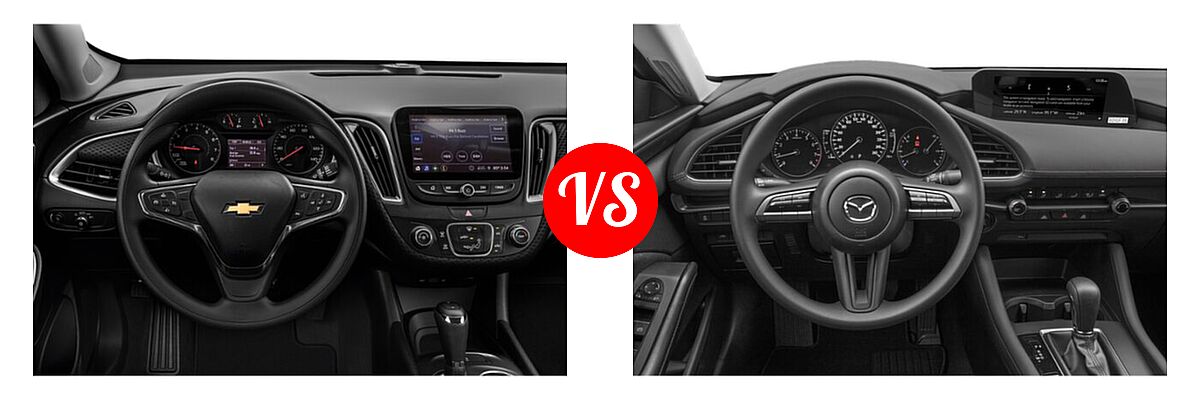 2021 Chevrolet Malibu Sedan LS vs. 2021 Mazda 2 Sedan 2.5 S - Dashboard Comparison