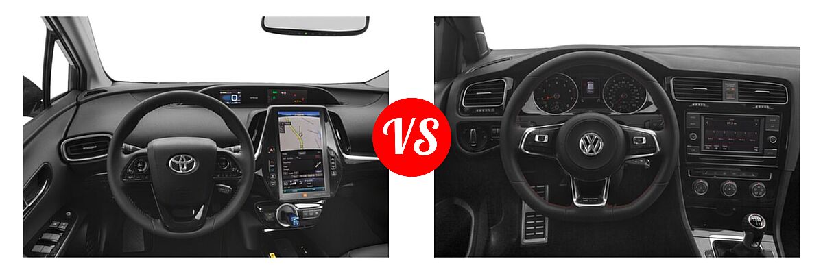 2021 Toyota Prius Prime Hatchback PHEV Limited vs. 2021 Volkswagen Golf GTI Hatchback S - Dashboard Comparison