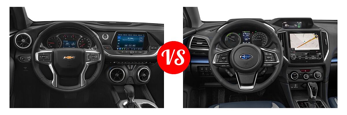 2021 Chevrolet Blazer SUV L / LT / Premier / RS vs. 2021 Subaru Crosstrek SUV Hybrid CVT - Dashboard Comparison