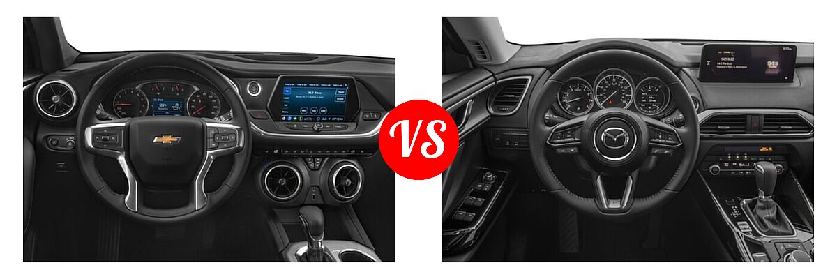 2021 Chevrolet Blazer SUV L / LT / Premier / RS vs. 2021 Mazda CX-9 SUV Touring - Dashboard Comparison